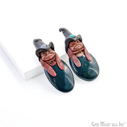 Pixie Aventurine Crystal Clay Pendant, Elfin Clay Pendant Necklace, Master Merlin Healing Pendant