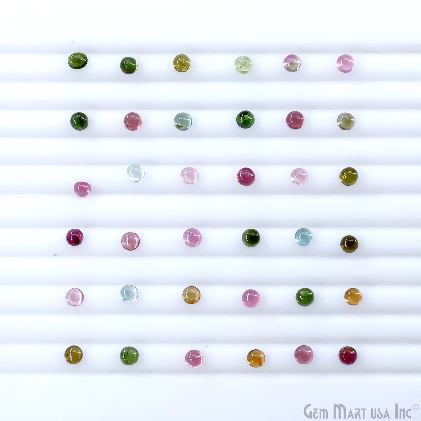 Multi Tourmaline Wholesale Gemstones, 100% Natural Semi-Precious Gems, Multi Color Cabochons Loose Gems, 4mm, Round, 5 Carats