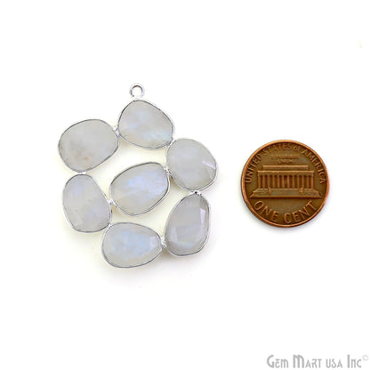 Rainbow Moonstone Silver Plated 37mm Dangle Finding Component