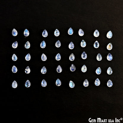 Rainbow Moonstone Wholesale Gemstones, 100% Natural Semi-Precious Gems, Rainbow Cabochons Loose Gems, 5x7mm, Pear, 5 Carats