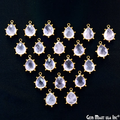 Pears 18x13mm Design Bezel Gold Plated Single Bail Gemstone Connector