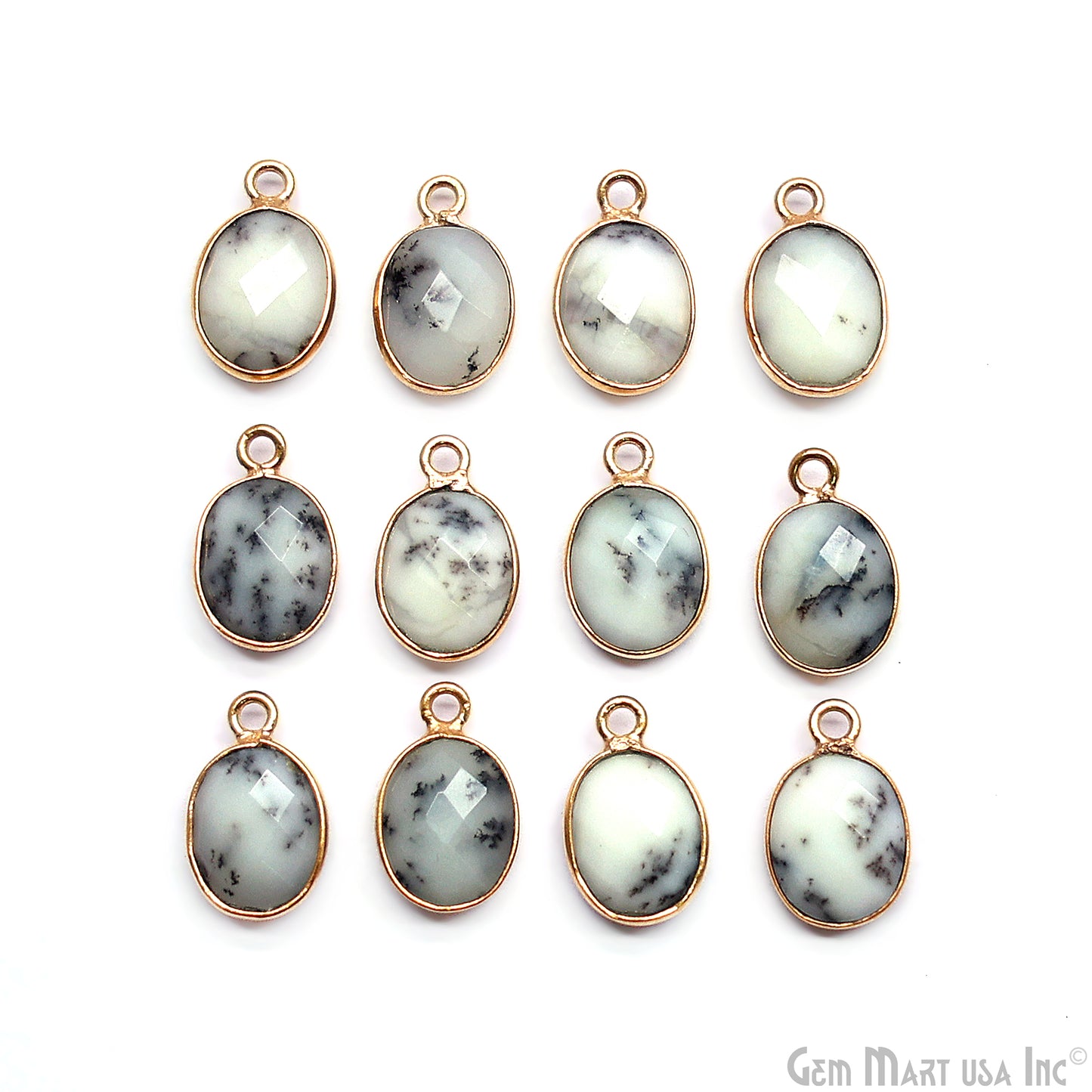Oval 8x10mm Gold Bezel Single Bail Gemstone Connector