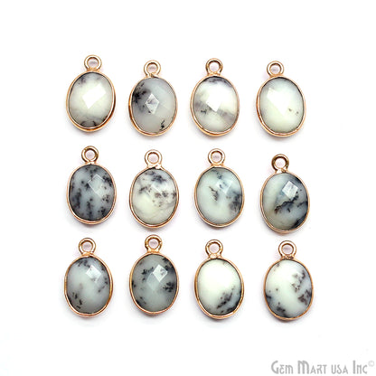 Oval 8x10mm Gold Bezel Single Bail Gemstone Connector