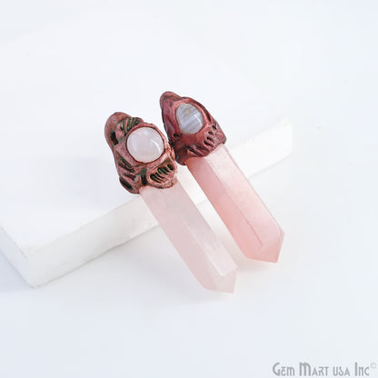 Rose Quartz with Moonstone Polymer Clay Crystal Pendant, Dowsing Clay Single Bail Pendant