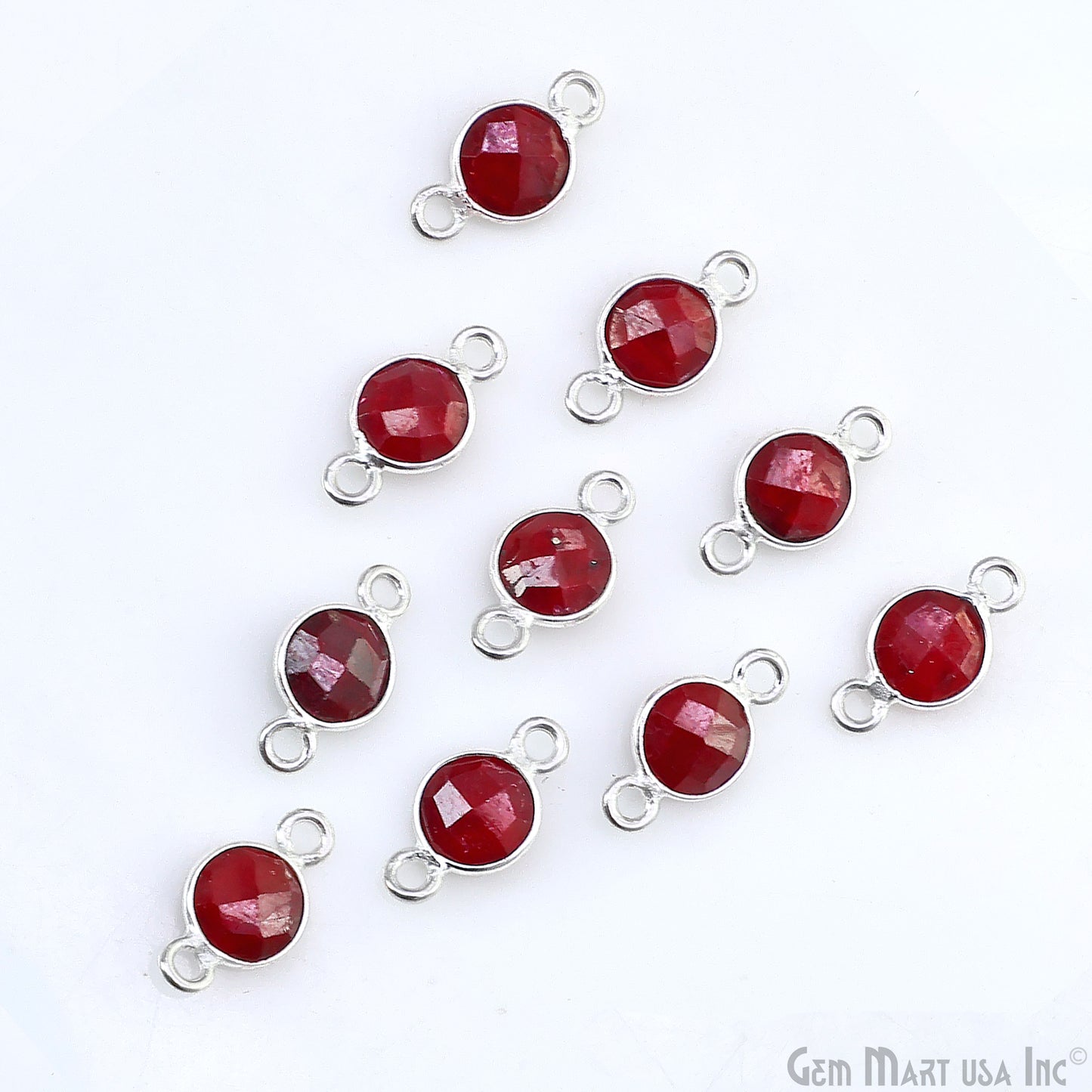 Round 6mm Double Bail Silver Gemstone Bezel Connector