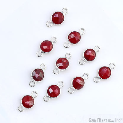 Round 6mm Double Bail Silver Gemstone Bezel Connector