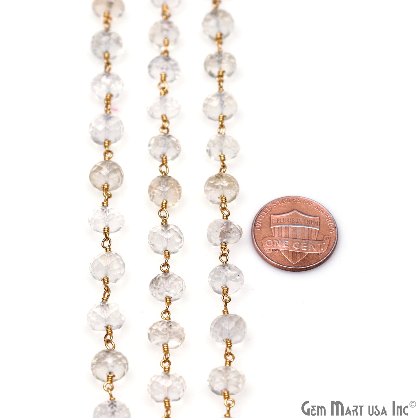 Golden Rutilated Gold Plated Wire Wrapped Beads Rosary Chain