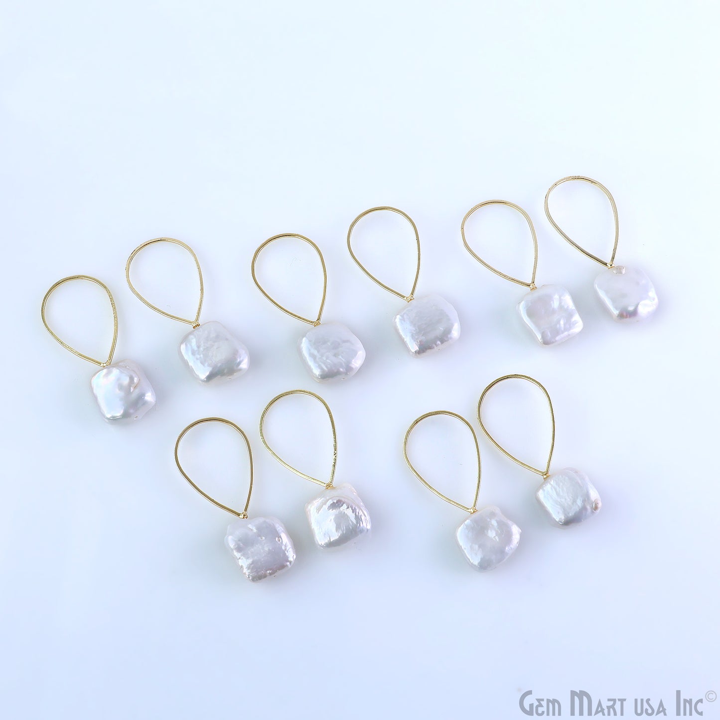 DIY Freshwater Baroque Pearl Charm Gold Pear Loop 40x16mm 1pair