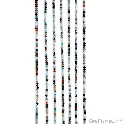 Mixed Rondelle Beads, 12-13 Inch Gemstone Strands, Drilled Strung Nugget Beads, Faceted Round, 2-2.5mm