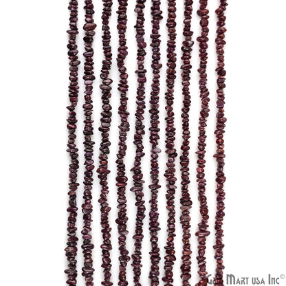 Ruby Chip Beads, 34 Inch, Natural Chip Strands, Drilled Strung Nugget Beads, 3-7mm, Polished, GemMartUSA (CHRB-70001)