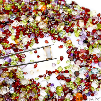 Mix Broken Wholesale Gemstones, 100% Natural Semi-Precious Gems, Multi Color Faceted Loose Gems, 4-8mm, Mixed, 1000 Carats