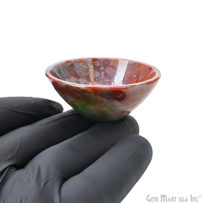 Natural Fancy Agate Mini Carved Gemstone Bowl Cup 2 inch