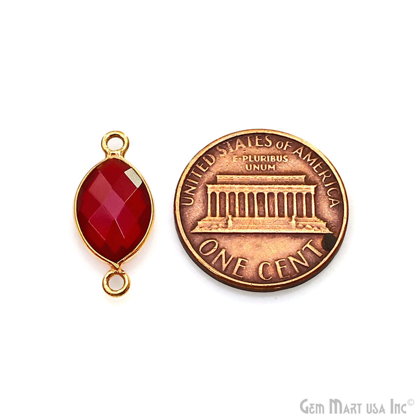 Garnet Marquise 8x12mm Double Bail Gold Bezel Connector