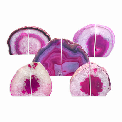 Pink Agate Bookend Pair, Natural Geode Bookend, Healing Crystal Bookend Set, Home Decor. *Ships Free