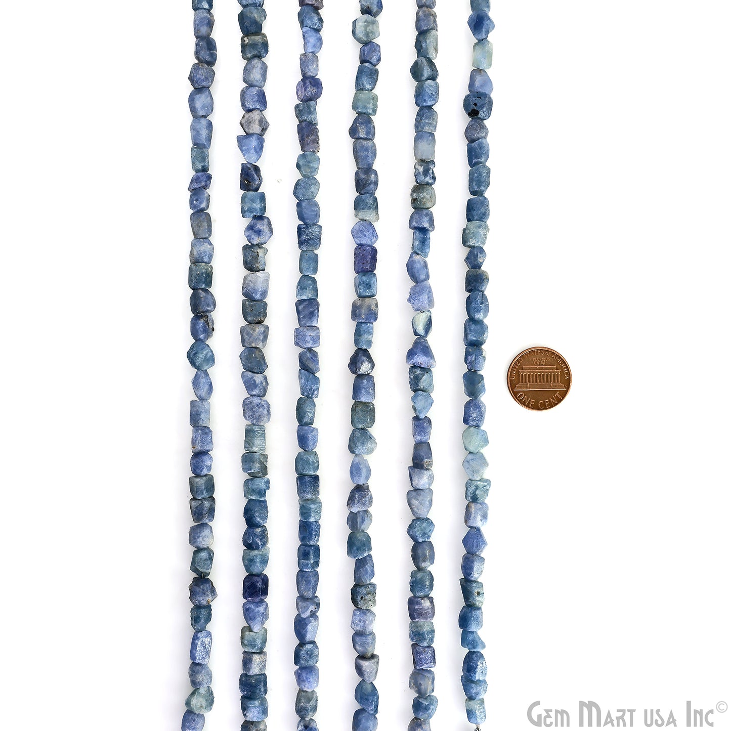 Sapphire Rough Beads, 9 Inch Gemstone Strands, Drilled Strung Briolette Beads, Free Form, 7x5mm