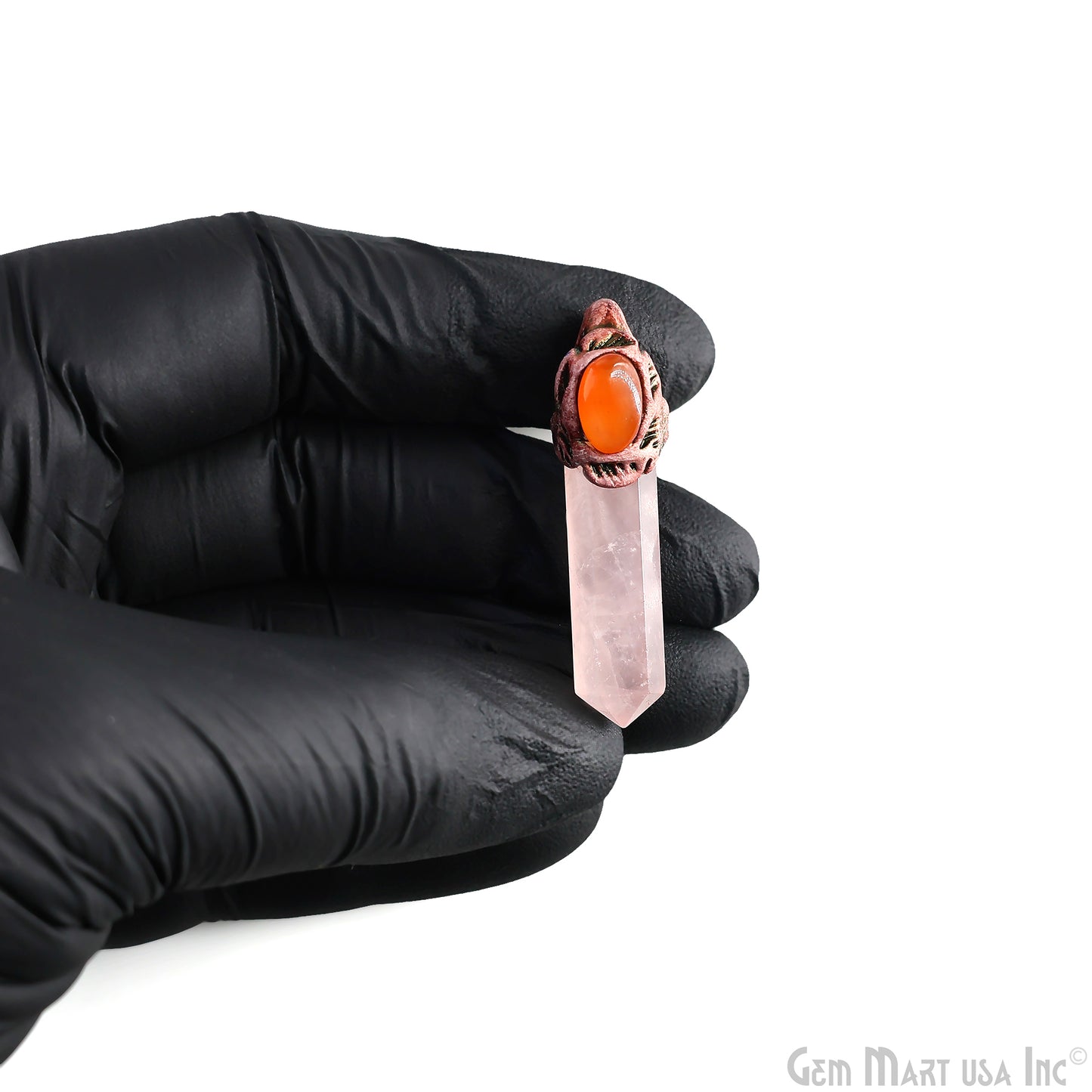 Rose Quartz with Yellow Aventurine Polymer Clay Crystal Pendant, Dowsing Clay Single Bail Pendant