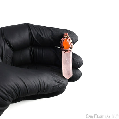 Rose Quartz with Yellow Aventurine Polymer Clay Crystal Pendant, Dowsing Clay Single Bail Pendant
