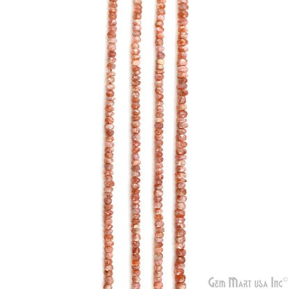 Strawberry Quartz Faceted Round Drilled Beads 4-6mm Waist Beads, Rondelle Bead Strand 13 Inch