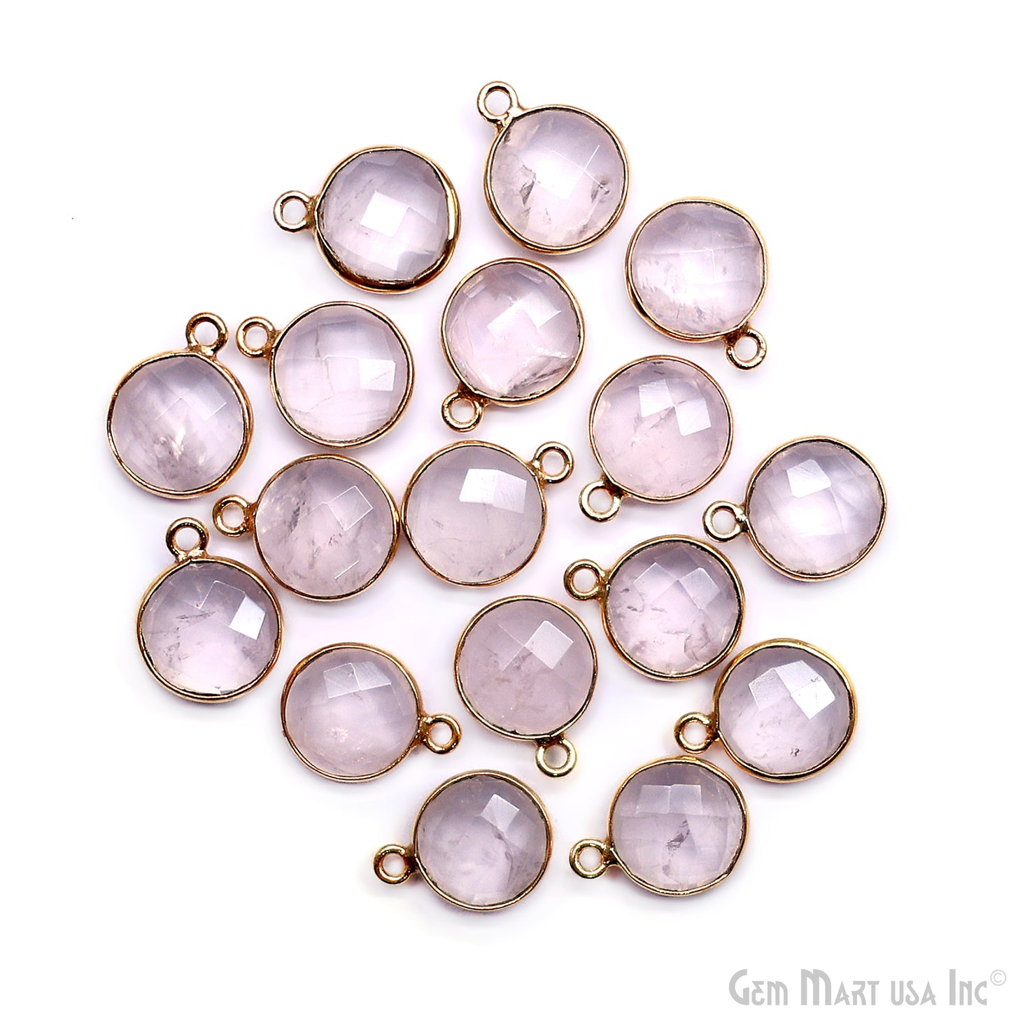 Round 10mm Single Bail Gold Plated Gemstone Bezel Connector