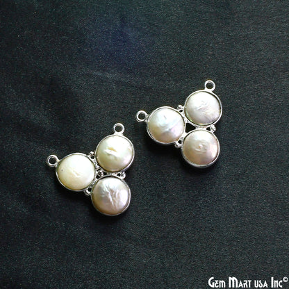 Freshwater Pearl 22x20mm Bezel Double Bail Connector