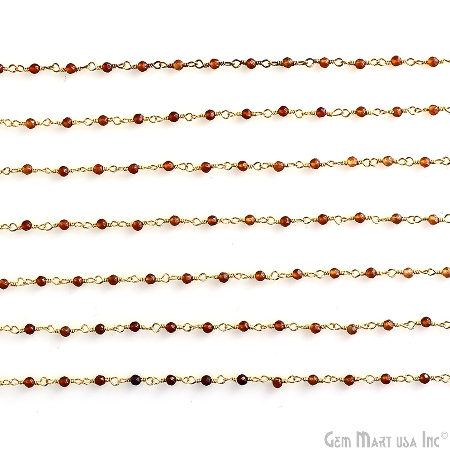 Citrine 2-2.5mm Tiny Beads Gold Wire Wrapped Rosary Chain