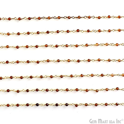 Citrine 2-2.5mm Tiny Beads Gold Wire Wrapped Rosary Chain