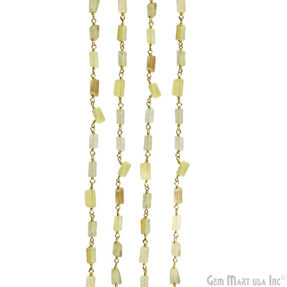 Fluorite Tumble Beads 6x4mm Gold Plated Wire Wrapped Rosary Chain