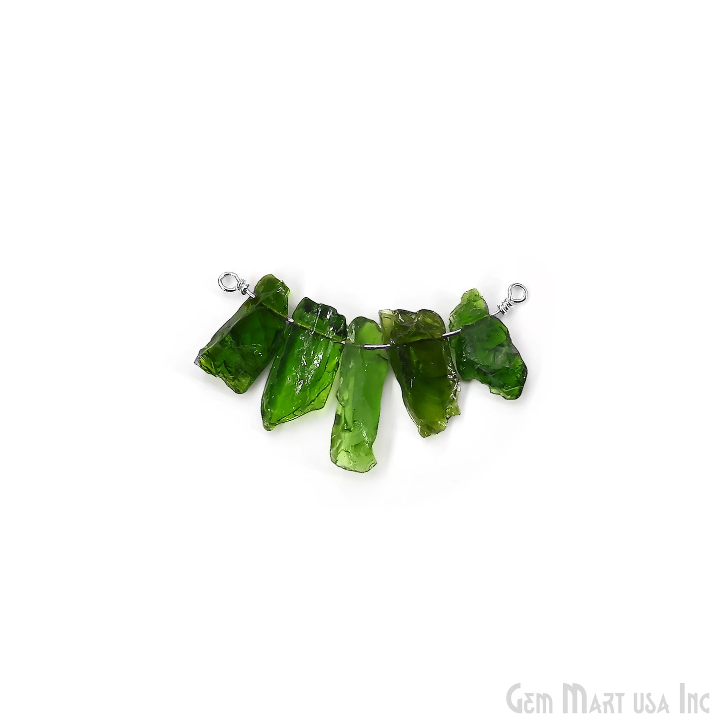 Uncut Gemstone Beads Bar Silver Plated Wire Wrapped Pendant 27x13mm