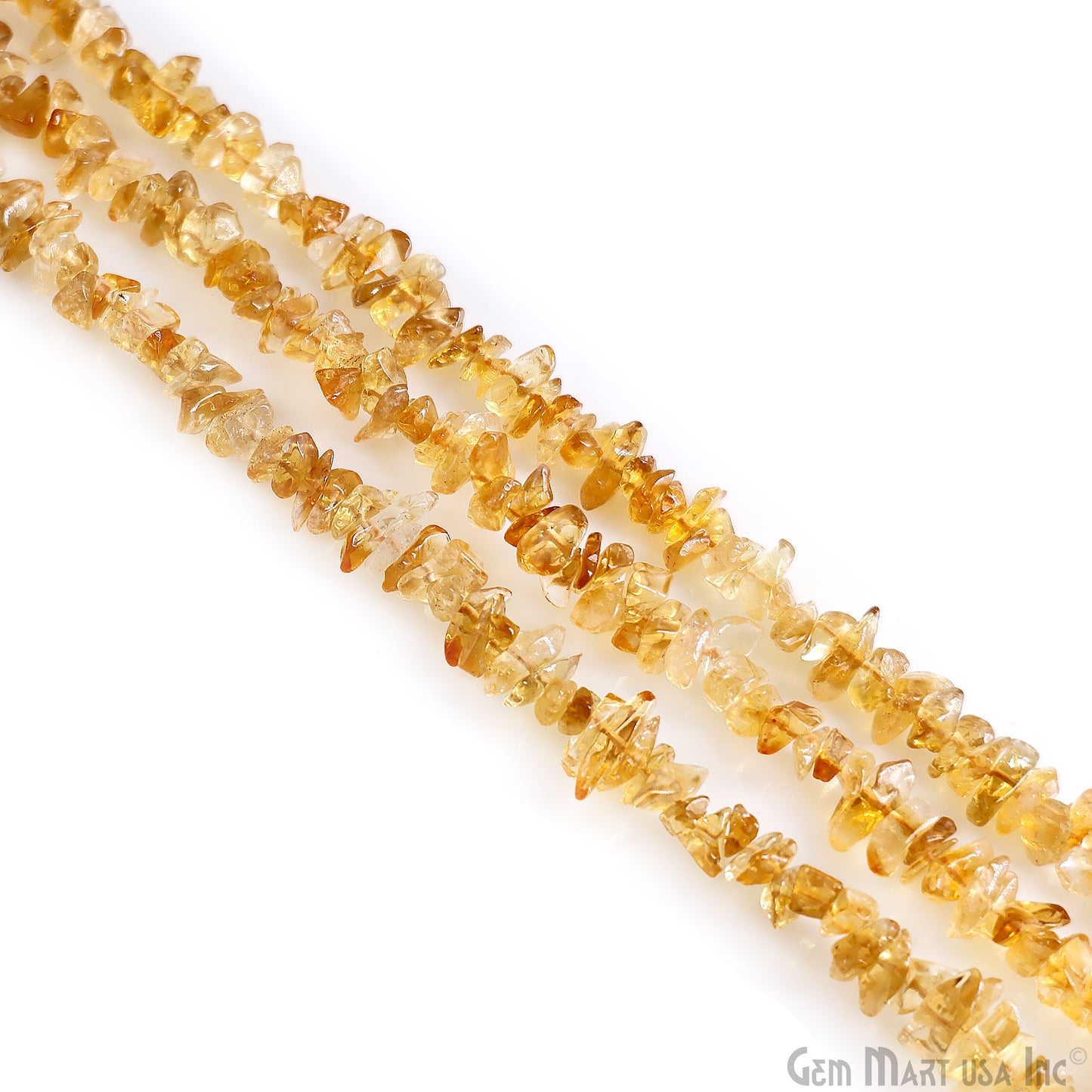 Citrine Chip Beads, 34 Inch, Natural Chip Strands, Drilled Strung Nugget Beads, 3-7mm, Polished, GemmartUSA (CHCI-70001)