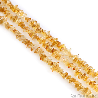 Citrine Chip Beads, 34 Inch, Natural Chip Strands, Drilled Strung Nugget Beads, 3-7mm, Polished, GemmartUSA (CHCI-70001)