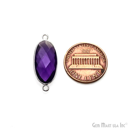 Oval 10x20mm Double Bail Silver Bezel Connector