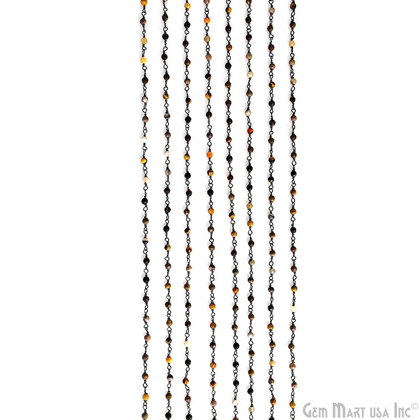 Bumble Bee 3-3.5mm Oxidized Beaded Wire Wrapped Rosary Chain