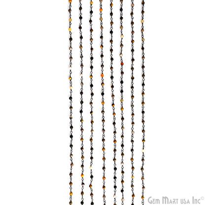 Bumble Bee 3-3.5mm Oxidized Beaded Wire Wrapped Rosary Chain