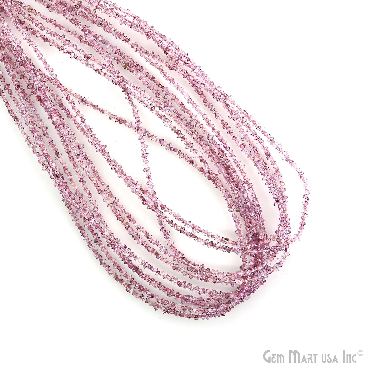 Pink Herkimer Diamond Crystal 2-3mm Free Form Uncut Beads 16" Strand