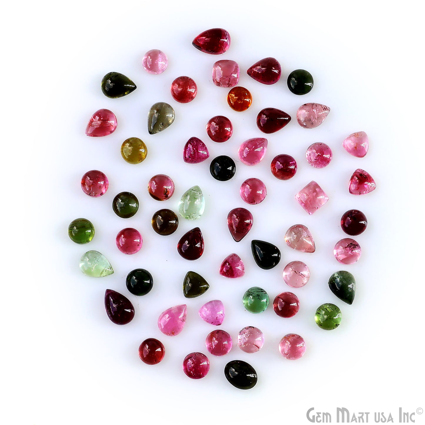 Multi Tourmaline Wholesale Gemstones, 100% Natural Semi-Precious Gems, Multi Color Cabochons Loose Gems, 5-7mm, Round and Pears, 5 Carats