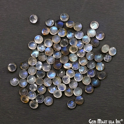 Labradorite Wholesale Gemstones, 100% Natural Semi-Precious Gems, Blue Flash Faceted Loose Gems, 5mm, Round, 10PC Lot