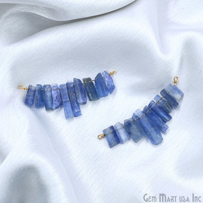 Uncut Gemstone Beads Bar Gold Plated Wire Wrapped Pendant 27x13mm