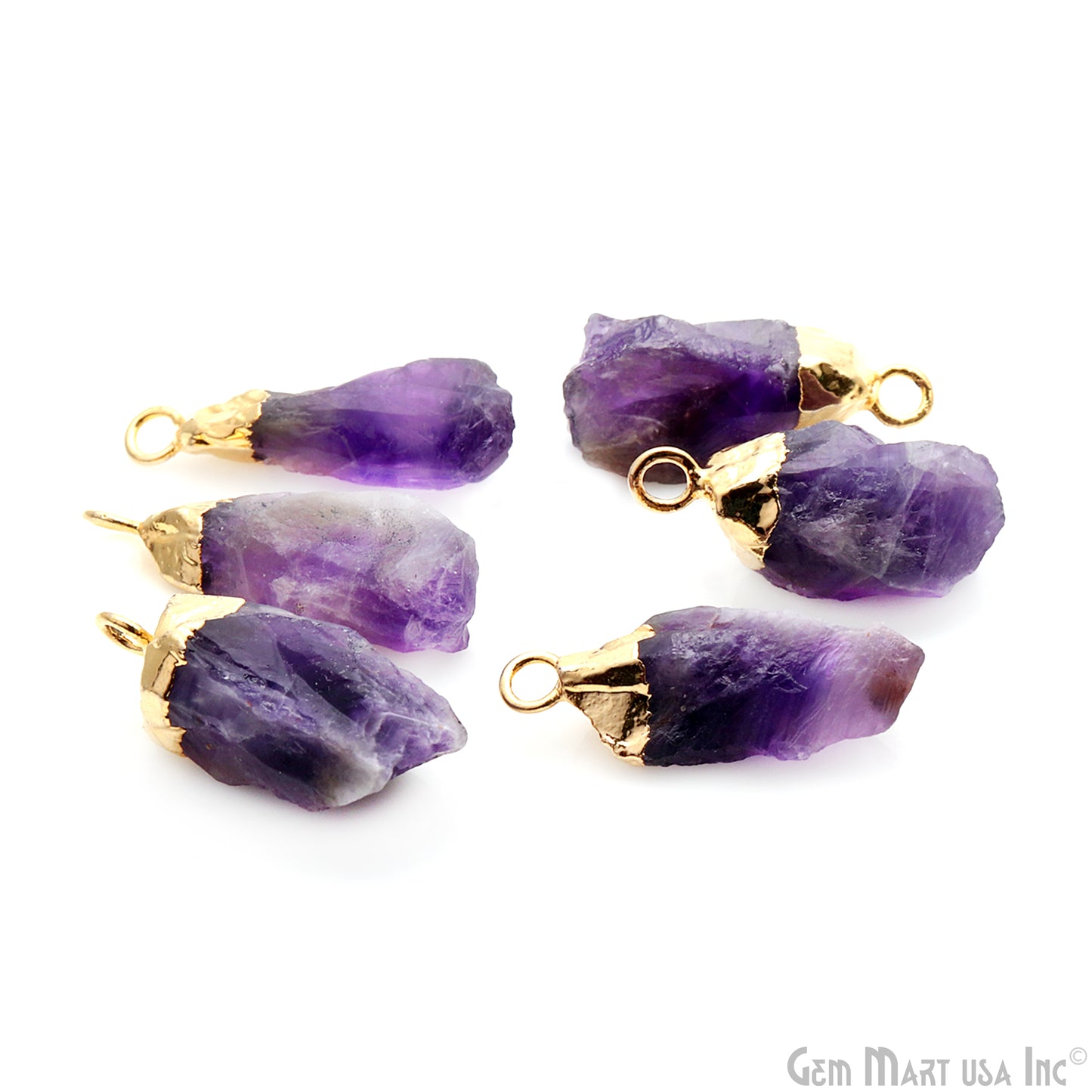 Rough Amethyst 26x11mm Gold Edged Bracelets Charm Single Bail Connectors