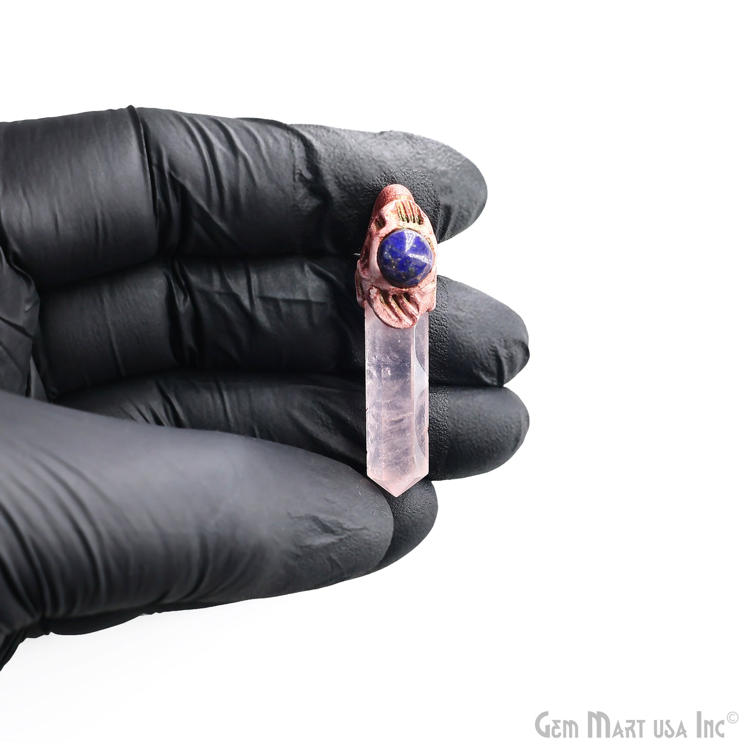 Rose Quartz with Lapis Polymer Clay Crystal Pendant, Dowsing Clay Single Bail Pendant