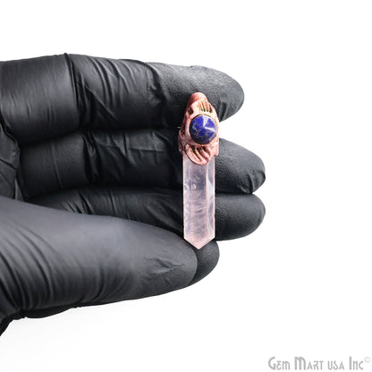 Rose Quartz with Lapis Polymer Clay Crystal Pendant, Dowsing Clay Single Bail Pendant