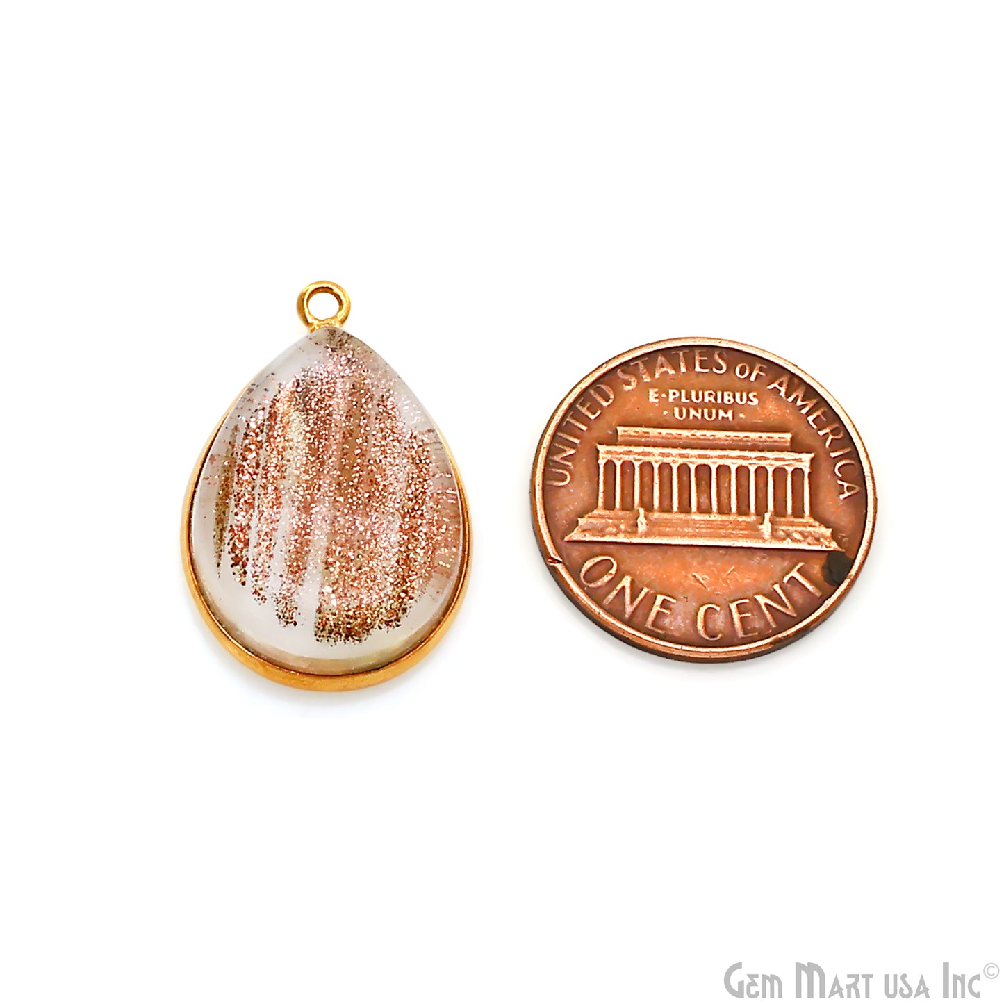 Copper Infused Cabochon 15x20mm Pears Gold Bezel Connector