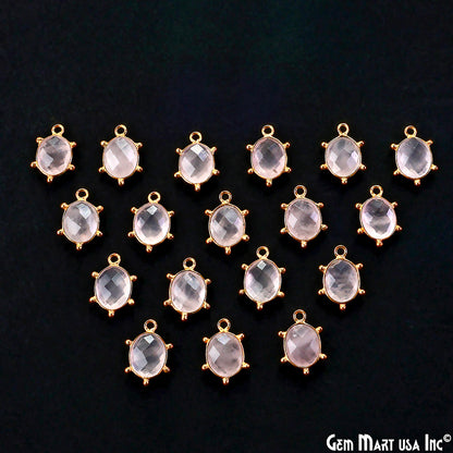 Oval 15x11mm Design Bezel Gold Plated Single Bail Gemstone Connector