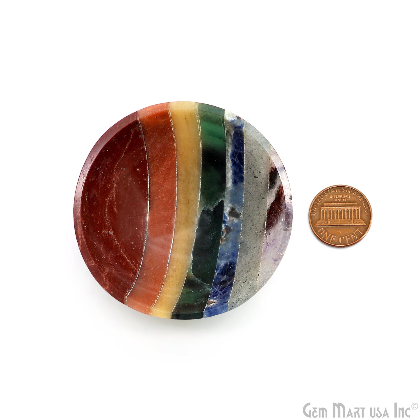 Seven Chakra Mini Carved Gemstone Bowl Cup 2 inch