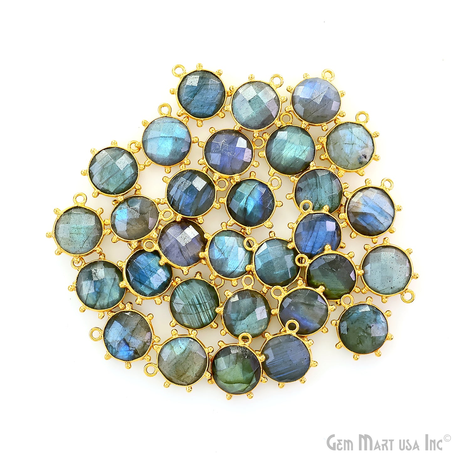 Round 17x15mm Design Bezel Gold Plated Single Bail Gemstone Connector