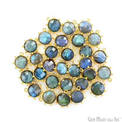 Round 17x15mm Design Bezel Gold Plated Single Bail Gemstone Connector