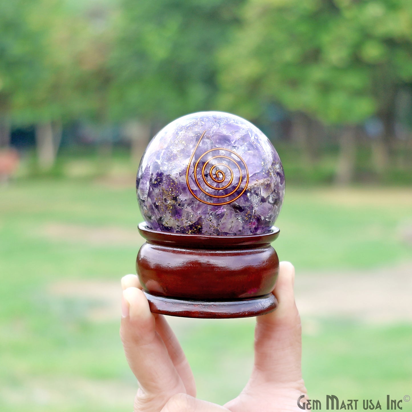 Amethyst Healing Gemstone Sphere 2" - Reiki Meditation Ball, Chakra Balancing, Orgone Energy, Spiritual Healing, Home Decor