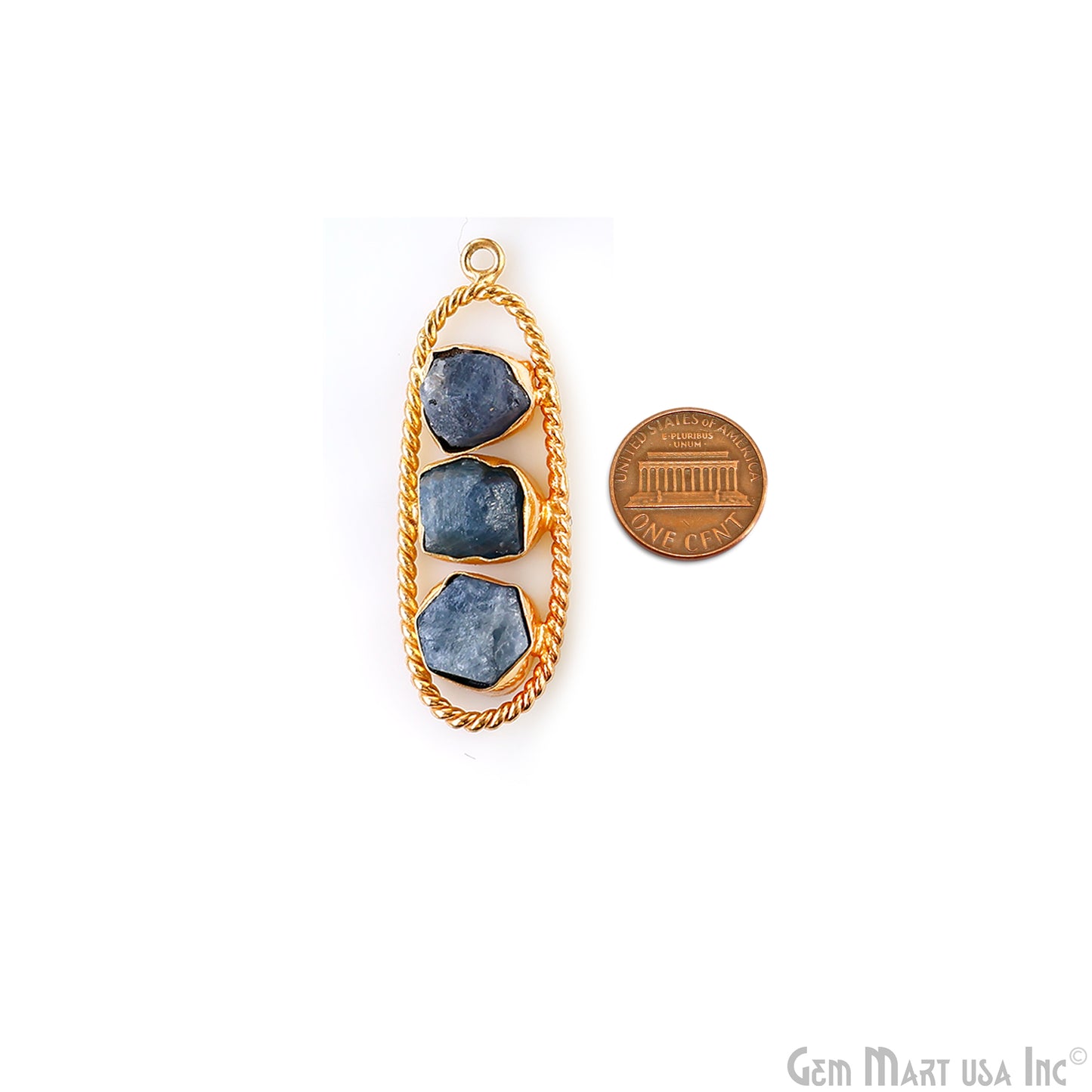 Tanzanite Rough Gemstone Free Form Oval Gold Plated Twisted Bezel setting 44x16mm DIY Earring Pendant Connector