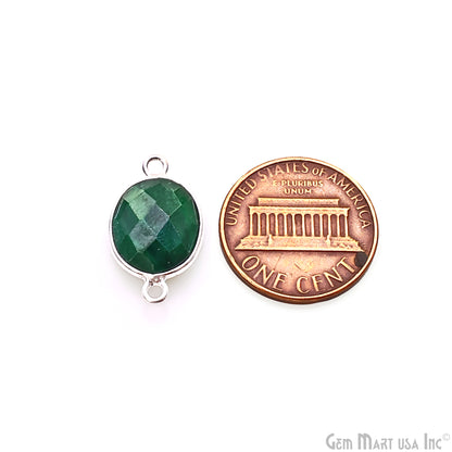Oval 10x12mm Double Bail Silver Bezel Gemstone Connector
