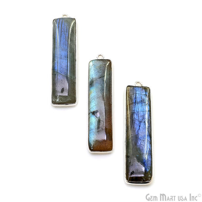 Labradorite Rectangle 40x9mm Gemstone Connector (Pick Plating)