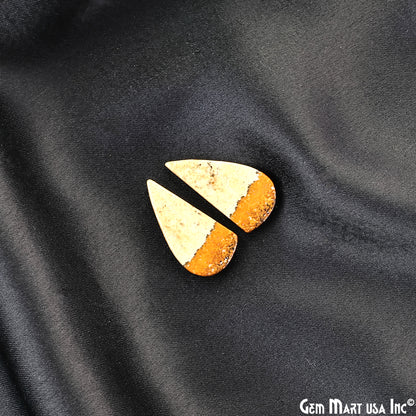 Picture Jasper Free Form Shape 25x10mm Loose Gemstone For Earring Pair